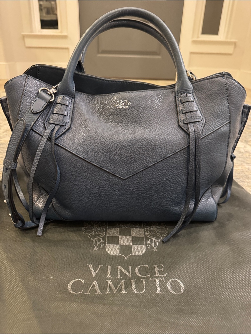 Vince Camuto Fargo Leather Satchel Tote Purse  – Brand New with Dust Bag